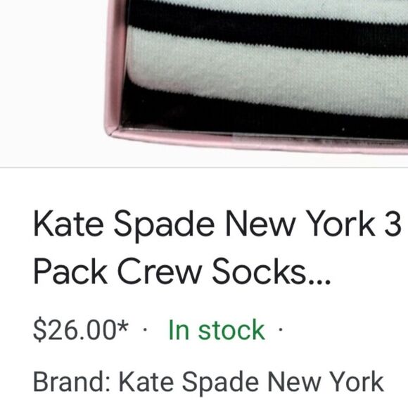 KATE SPADE ♠️ NEW YORK WOMEN’S SOCKS. NEW IN BOX. NEVER OPENED. THREE PACK. - Picture 3 of 3